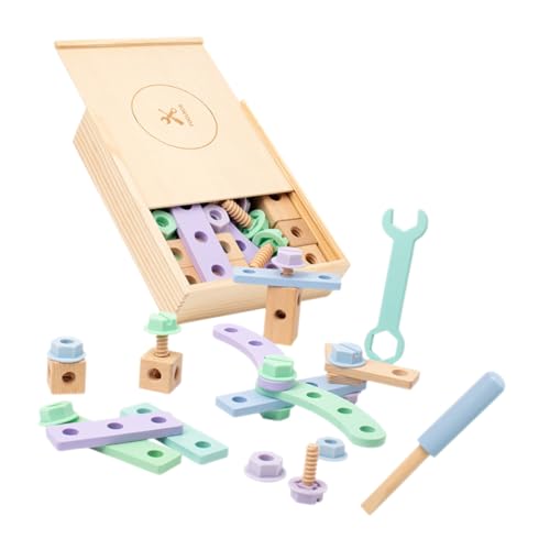 BESPORTBLE 1Satz Kreatives Holzspielzeug Für Pädagogisches Bauspielzeug Für Jahre DIY Werkzeugkoffer Mit Robusten Holzmaterialien Lernspielzeug Formen Farben von BESPORTBLE