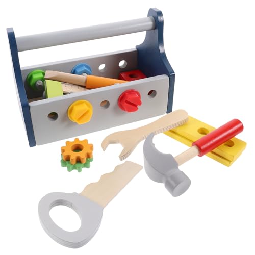BESPORTBLE 1Satz Kreatives Holzspielzeug Für Tragbarer Werkzeugkorb Mit Hammer Schraubenschlüssel Und Mehr Fördert Kreativität Und Handwerkliche Fähigkeiten Für Kleinkinder Jahren von BESPORTBLE