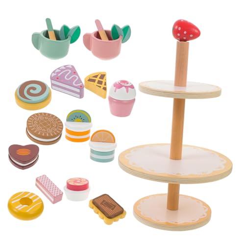 BESPORTBLE 1Satz Lagiges Holzspielzeug Dessert Set Für Cupcake Und Teeservice Für Rollenspiele Lernspielzeug Für Kleinkinder Jahren Simulation Von Dessertdekoration von BESPORTBLE