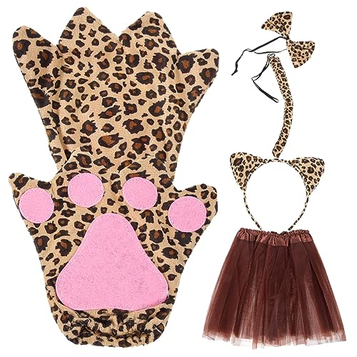 BESPORTBLE 1Satz Leopardenkostüm für Stirnband mit Leopardenohren Tutu Rock Fliege und für Karneval Fasching und Halloween für Cosplay und Partyspaß von BESPORTBLE