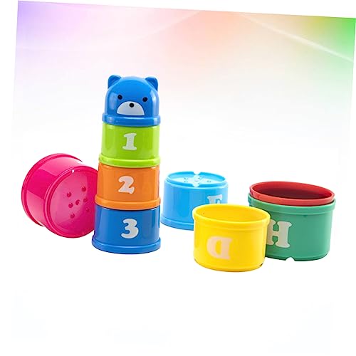 BESPORTBLE 1Satz Lernspielzeug Stapelbecher Mit Bärenmotiv Kreatives Klappspielzeug Für Kleinkinder Farben Und Praktischer Netztasche Für Einfache von BESPORTBLE