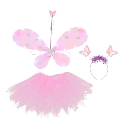 BESPORTBLE 1Satz Leuchtendes Schmetterlingsflügel Set Für Teiliges Feenkostüm Mit Rock Und Haarband Partys Bühnenaufführungen Und Geburtstagsfeiern von BESPORTBLE