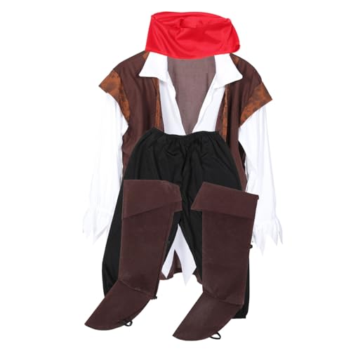 BESPORTBLE 1Satz Männer Piratenkostüm Cosplay Kostüm Für Erwachsene Halloween Party Piraten Outfit Mit Authentischem Design Zubehör Für Piratenspiele von BESPORTBLE