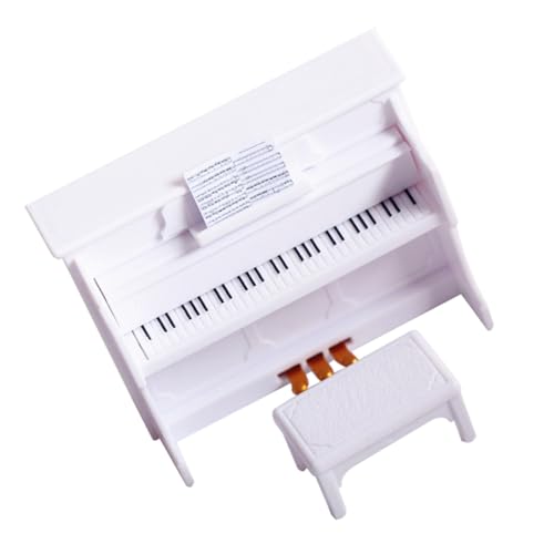 BESPORTBLE 1Satz Mini Klavier Mit Hocker Requisiten Für Szenenaufnahmen Und Mini Für Puppenhäuser Weißes Klavier Mit Notenständer Und Hocker von BESPORTBLE