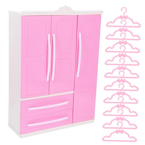 BESPORTBLE 1Satz Mini Kleiderschrank mit Kleiderbügeln aus Puppenkleider Organizer für Mini Häuser für Kindergeburtstage und Kreative Spielmöglichkeiten von BESPORTBLE
