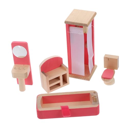 BESPORTBLE 1Satz Mini Möbel Aus Holz Für Puppenhaus Pinkes Schlafzimmermöbel Mit Zubehör Für Kinderzimmer Dekoration Und Rollenspiele Langlebig Und Farbenfroh Gestaltet von BESPORTBLE