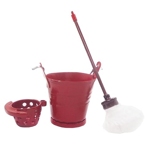 BESPORTBLE 1Satz Mini Mop Und Eimer Puppenhaus Zubehör Mikro Reinigungswerkzeug Modell Für Miniaturszenen Für Puppenhäuser Und Dekorationen von BESPORTBLE