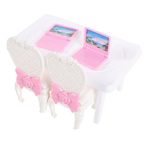 BESPORTBLE 1Satz Miniaturtisch Mit Stuhl Aus Holz Puppenhausmöbel Dekoration Für Puppen Mini Schreibtisch Modell Für Puppen Doll Zubehör von BESPORTBLE