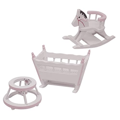 BESPORTBLE 1Satz Möbel Für Kinderzimmer Holz Schaukeltier Und Laufwagen Teiliges Kindergarten Set Für Puppenhaus Und Spielzeugzimmer von BESPORTBLE