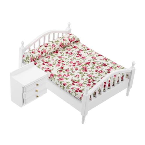 BESPORTBLE 1Satz Möbel für Puppenhaus mit Bett und Nachttisch Exquisites Zubehör für Schlafzimmer Dekoration und Mikro Landschaft Häuser von BESPORTBLE