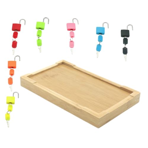 BESPORTBLE 1Satz Montessori Lernspielzeug Für Kleinkinder Mit Bunten Schlössern Bambus Tray Pädagogisches Feinmotorik Erkennens von BESPORTBLE