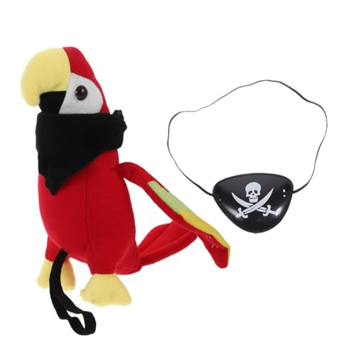 BESPORTBLE 1Satz Plüsch Papagei Kostüm Zubehör Für Halloween Stehender Piraten Papagei Mit Schwarzem Halstuch Und Augenklappe Teiliges Vogelschmuck Für Kostüm Und Rollenspiel von BESPORTBLE