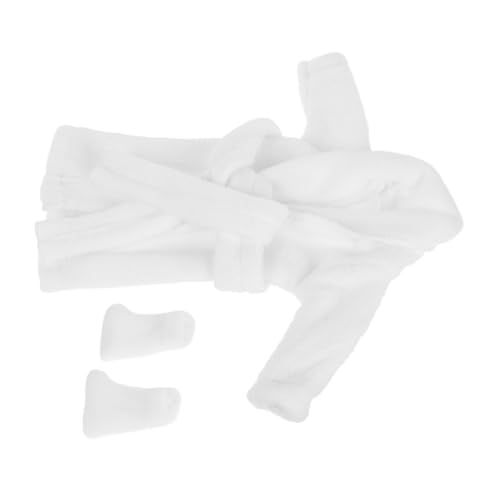 BESPORTBLE 1Satz Puppen Bademantel Set Mit Weißer Bademantel Und Zubehör Für Puppen Kleidung Für Mini Puppen Puppenmode Und Puppenzubehör von BESPORTBLE