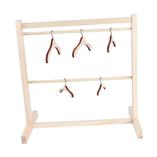 BESPORTBLE 1Satz Puppen Kleiderständer Set Aus Holz Mit Verschiedenen Kleiderbügeln Doppelstangen Für Puppenbekleidung Für Puppenhäuser Und Kreative Spielwelten von BESPORTBLE