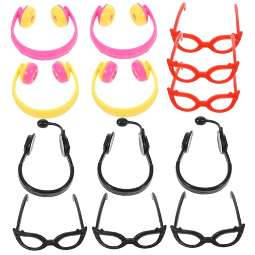 BESPORTBLE 1Satz Puppen Zubehör Teiliges DIY Headset Und Augenbrillen Für Puppen Für Kreative Puppenkostüme Und Spielzeugaccessoires Mini Kopfhörer Und Sonnenbrillen von BESPORTBLE