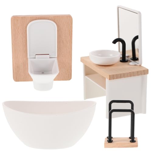 BESPORTBLE 1Satz Puppenhaus Badewanne Waschbecken Toilette Und Badezimmerschrank Realistisches Zubehör Für Kreatives Und Fantasievolles Rollenspiel von BESPORTBLE