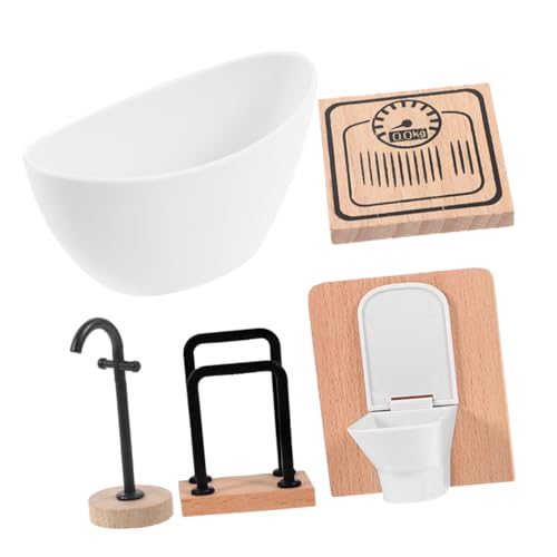 BESPORTBLE 1Satz Puppenhaus Badezimmer Möbel Set Mit Realistischen Accessoires Teiliges Dekorationsset Für Puppenhäuser Toilette Badewanne Wasserhahn Handtuchhalter von BESPORTBLE