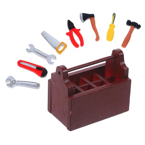 BESPORTBLE 1Satz Puppenhaus Mini Werkzeugset Aus Resin Miniaturwerkzeugen Mit Werkzeugkasten Für Puppenhausdekoration Und Kreative Szenen Zubehör Für Miniaturen von BESPORTBLE