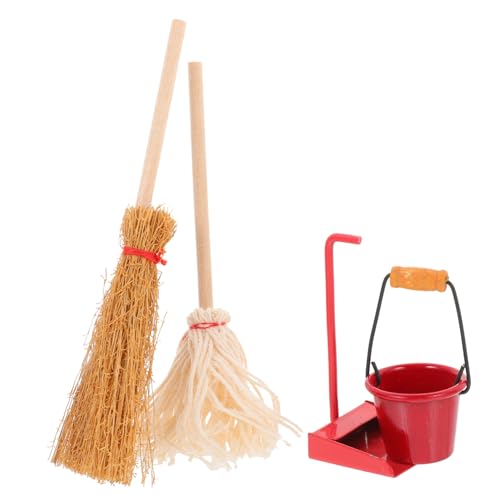 BESPORTBLE 1Satz Puppenhaus Reinigungszubehör Mop Besen Kehrschaufel Und Eimer Und Spielhauszubehör Für Miniaturwelt Und Rollenspiele von BESPORTBLE