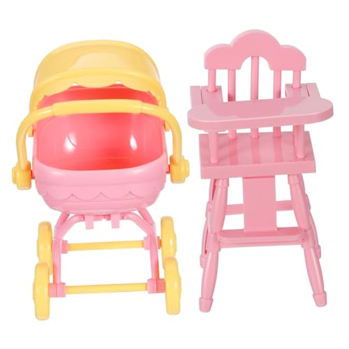 BESPORTBLE 1Satz Puppenwagen für Kleinkinder Realistisches Kinderwagen und Hochstuhl für Puppen Leicht und Tragbar aus Sicherem Material für Rollenspiele von BESPORTBLE