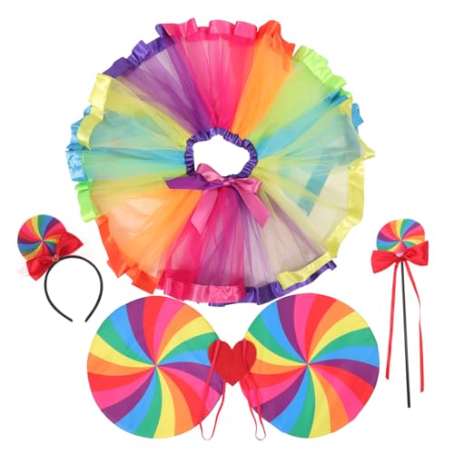 BESPORTBLE 1Satz Regenbogen Cosplay Kostüm für Teiliges mit Rock Flügel Stirnband und Zauberstab für Geburtstagsfeiern und Mottopartys BESPORTBLE 1Satz Regenbogen Cosplay Kostüm für Teiliges mit Rock Flügel Stirnband und Zauberstab für Geburtstagsfeiern und Mottopartys von BESPORTBLE