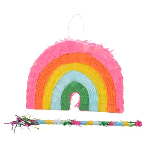 BESPORTBLE 1Satz Regenbogen Pinata mit Schläger für Kindergeburtstag Lustiges Partyspielzeug für Karneval und Feste Teiliges für Süße Überraschungen und Dekoration von BESPORTBLE