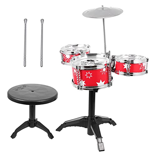 BESPORTBLE 1Satz Schlagzeug Musikinstrument Für Zuhause Drum Set Mit Stuhl Pädagogisches Für Jungen Und Frühkindliche Musikausbildung Rotes Design von BESPORTBLE