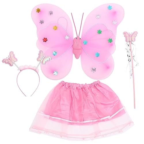 BESPORTBLE 1Satz Schmetterlingsfee Kostüm Für Teiliges Mit Schmetterlingsflügeln Tüllrock Feenstab Und Haarreif Für Karneval Und Kindergeburtstage von BESPORTBLE