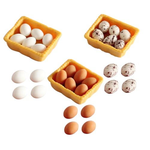 BESPORTBLE 1Satz Simulierter Eierkorb Mini Eierkörbe Und Emulationseier Weiße Und Gefleckte Eier Für Puppenhaus Und Spielzeugküchen Realistisches Zubehör Für Kreative von BESPORTBLE