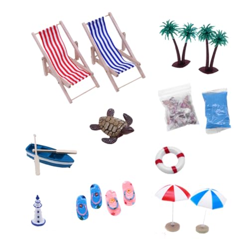 BESPORTBLE 1Satz Stranddeko Puppenhaus Zubehör mit Strandstuhl und Boot Mikro Landschaftsdekoration für Kreative DIY Projekte und Kinderkommunikation von BESPORTBLE