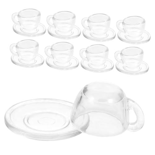 BESPORTBLE 1Satz Teegeschirr Set Für Puppenhaus Transparente Tassen Mit Untersetzern Zubehör Für Mini Dekoration Und Mikro Szenen Gestaltung von BESPORTBLE