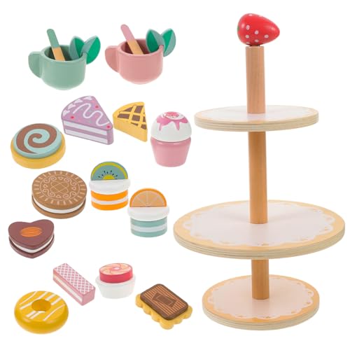 BESPORTBLE 1Satz Teeservice für Stöckige Dessert Set mit Holzspielzeug Puppenzubehör für Rollenspiele Kreative Simulation und Frühe Bildung von BESPORTBLE