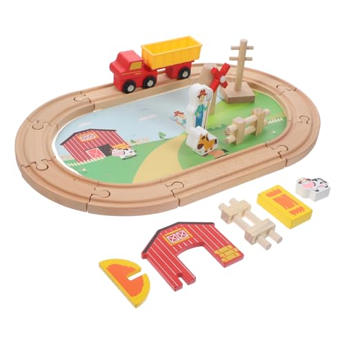 BESPORTBLE 1Satz Teiliges Holzeisenbahn Für Kleinkinder Eisenbahnspielzeug Mit Farm Thema Gleisen Und Tierfiguren Für Jungen Und Fördert Kreatives Und Lernen von BESPORTBLE