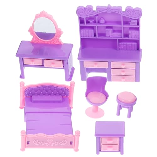 BESPORTBLE 1Satz Teiliges Puppenhaus Möbel Schlafzimmer Zubehör Mit Entzückendem Kleinen Sofa Stühlen Und Schminktisch Puppenhaus Deko von BESPORTBLE