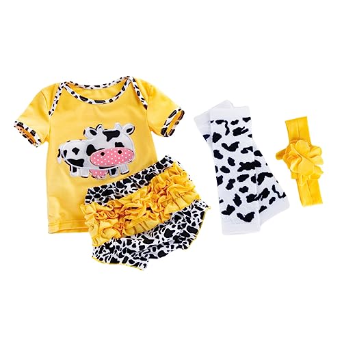 BESPORTBLE 1Satz Teiliges Reborn Puppen Outfit Für Gelbes Kuh Muster Kurzarm Shirt Und Shorts Passend Für Puppen Für Spielzeugkleidung Und Babyparty von BESPORTBLE