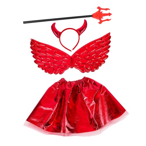 BESPORTBLE 1Satz Teufel Cosplay für Teiliges Halloween Zubehör mit Tüllrock Teufelsflügeln und Herzstock Kostüm für Halloween Feiern und Themenpartys von BESPORTBLE