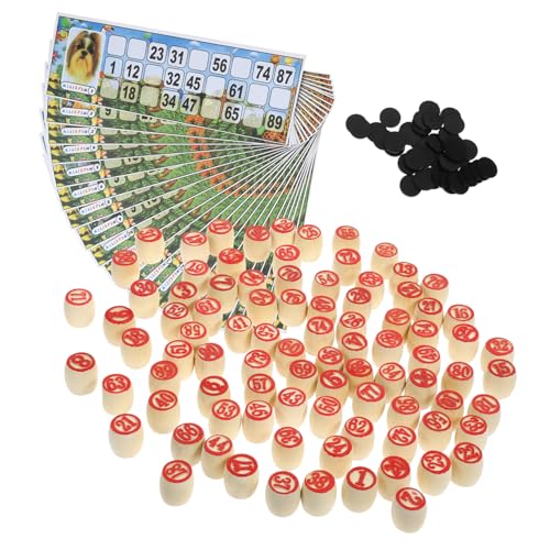 BESPORTBLE 1Satz Vintage Holz Bingo Set Russisches Lotto Brettspiel mit Zahlenkarten Familienspiel Sozialen Fähigkeiten und Kritischem von BESPORTBLE