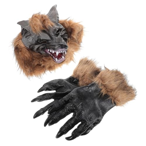 BESPORTBLE 1Satz Wolfskopfmaske und Krallenhandschuhe für Halloween Realistisches Werwolf Cosplay Kostüm für Kostümpartys und Festivals von BESPORTBLE