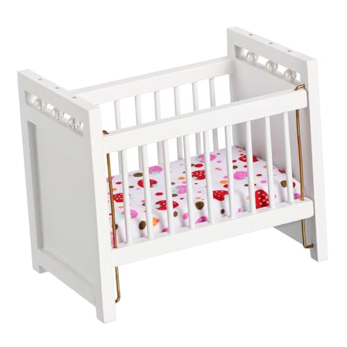 BESPORTBLE 1Stück Mini Babybett Für Puppenhaus Dekorative Krippe Mini Möbel Reinem Weiß Häuser Und Spielzeugzimmer Für DIY Projekte Und Kreative von BESPORTBLE