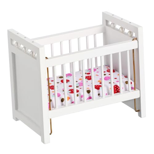 BESPORTBLE 1Stück Miniature Crib Modell Dekoratives Puppenhaus Möbel Für Kinderzimmer Weiß Für Mini Hausspielzeug Und Puppenmöbel Babybett Design von BESPORTBLE