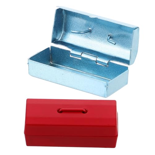 BESPORTBLE 2 Miniatur Werkzeugkasten Teiliges Metall Miniatur Toolbox Puppenhaus Zubehör Realistisch Dekorativ für Puppenhaus Garage Werkstatt Gartengestaltung von BESPORTBLE