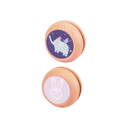 BESPORTBLE 2 STÜCK Teiliges Holz yoyo Buntem Tiermotiv Elefant und Hase Kindgerechtes Lernspielzeug Hand Auge koordination und Stärkung des Handgelenks von BESPORTBLE