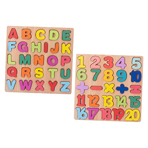 BESPORTBLE 2 Sätze Alphabet und Zahlen Puzzle Set Teiliges Holzspielzeug für Frühes Lernen Pädagogisches Lernspielzeug Hand Augen Koordination Sicheres und Langlebiges für Kleinkinder für von BESPORTBLE