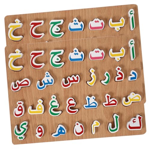 BESPORTBLE 2 Sätze Arabisches Alphabet Holzpuzzle Lernspielzeug Großklötze Pädagogisch Fördert Hand Auge koordination Farben Formerkennung Vorschule von BESPORTBLE