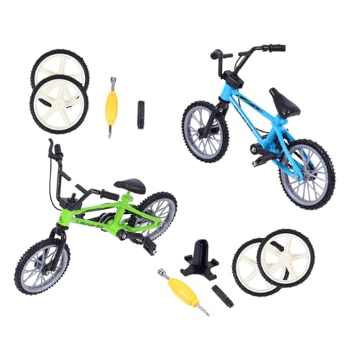 BESPORTBLE 2 Sätze Finger Bike Realistisches Mini Fahrrad Kunststoff und Aluminiumlegierung Bunte Farben Flexibles Fingerspielzeug für Tischspiel für Geburtstage und Feiertage von BESPORTBLE