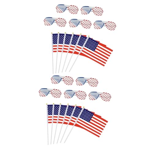 BESPORTBLE 2 Sätze Flag-Brille amerikanische Flagge US Flagge US-Flaggen auf Stöcken Gläser rot von BESPORTBLE