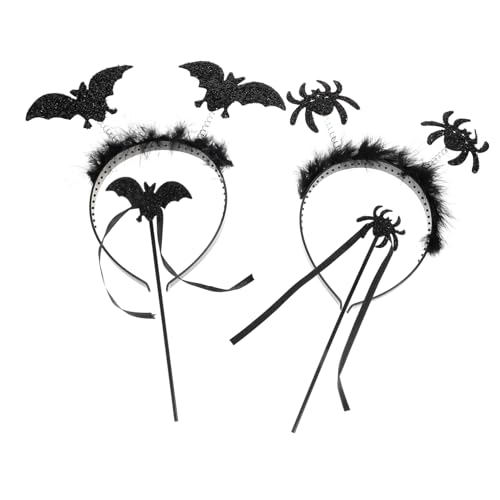 BESPORTBLE 2 Sätze Halloween Haarreifen Set Teilig mit Fledermaus und Spinnen Kreativer Kopfschmuck für Kostüm und Themenpartys Dekoratives Haarband für Halloween Karneval Geburtstagsfeiern von BESPORTBLE
