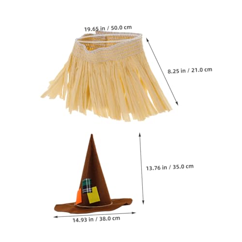 BESPORTBLE 2 Sätze Hawaiian Raffia Kostümset mit Grasshirt Fuß Handband Hexenhut Tropisches Luau Party Outfit für Erwachsene und Vielseitig für Strand Bühne Festival Luau Party Necklace von BESPORTBLE
