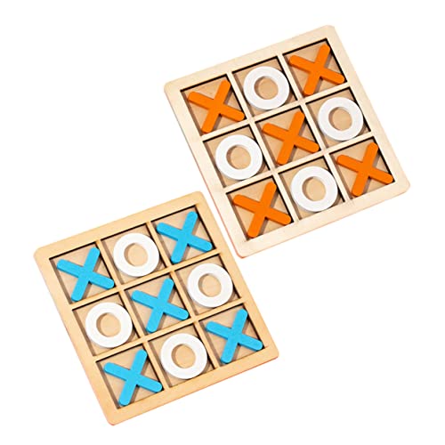 BESPORTBLE 2 Sätze Holz Brettspiel Toe Schachspiel Lernspielzeug für Eltern Junge Mädchen Interaktion Orange und Blau Fördert und Konzentration für Drinnen und Unterwegs von BESPORTBLE