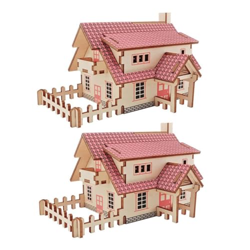 BESPORTBLE 2 Sätze Holz Puzzle Modell Teilig DIY Bausatz Holzhaus für Erwachsene Handgefertigt Stabil Dekorativ Fördert Feinmotorik und Kreativität Geschenkidee für Familie und Freunde von BESPORTBLE